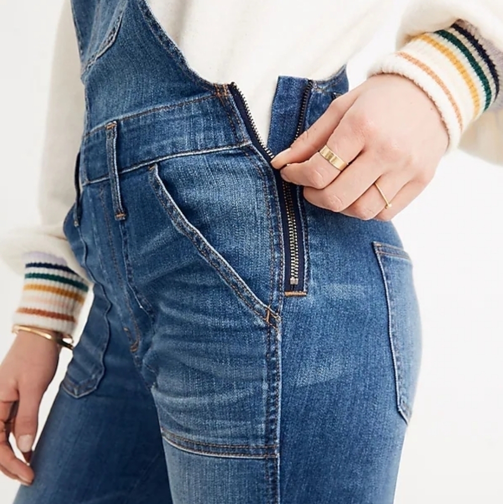 MADEWELL XS Denim Overalls in Jansing Wash with Frayed Hems - Picture 2 of 16